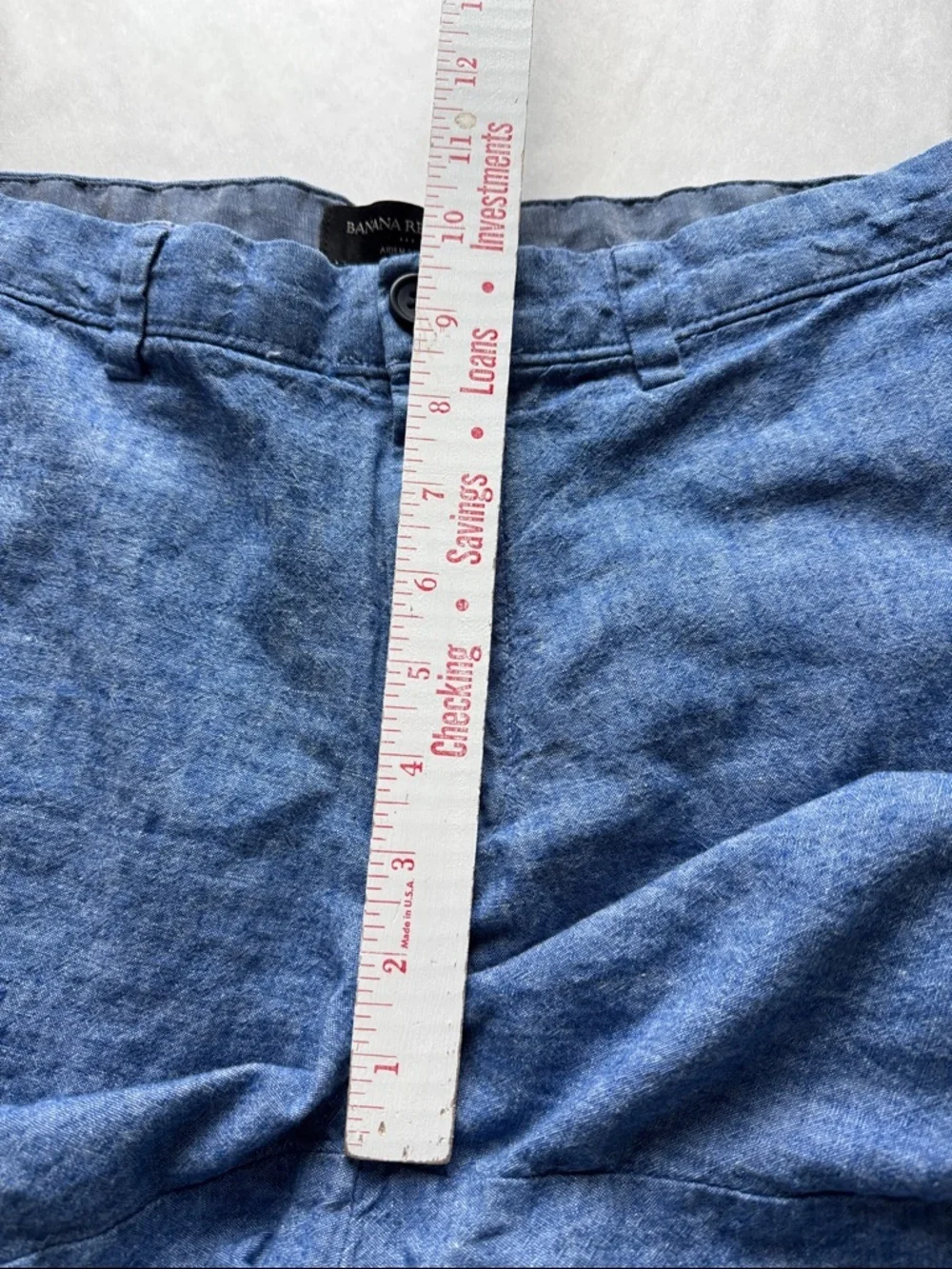 Banana Republic Aiden Shorts Mens 32 Cotton 9’ inseam Preppy Coastal Beach blue